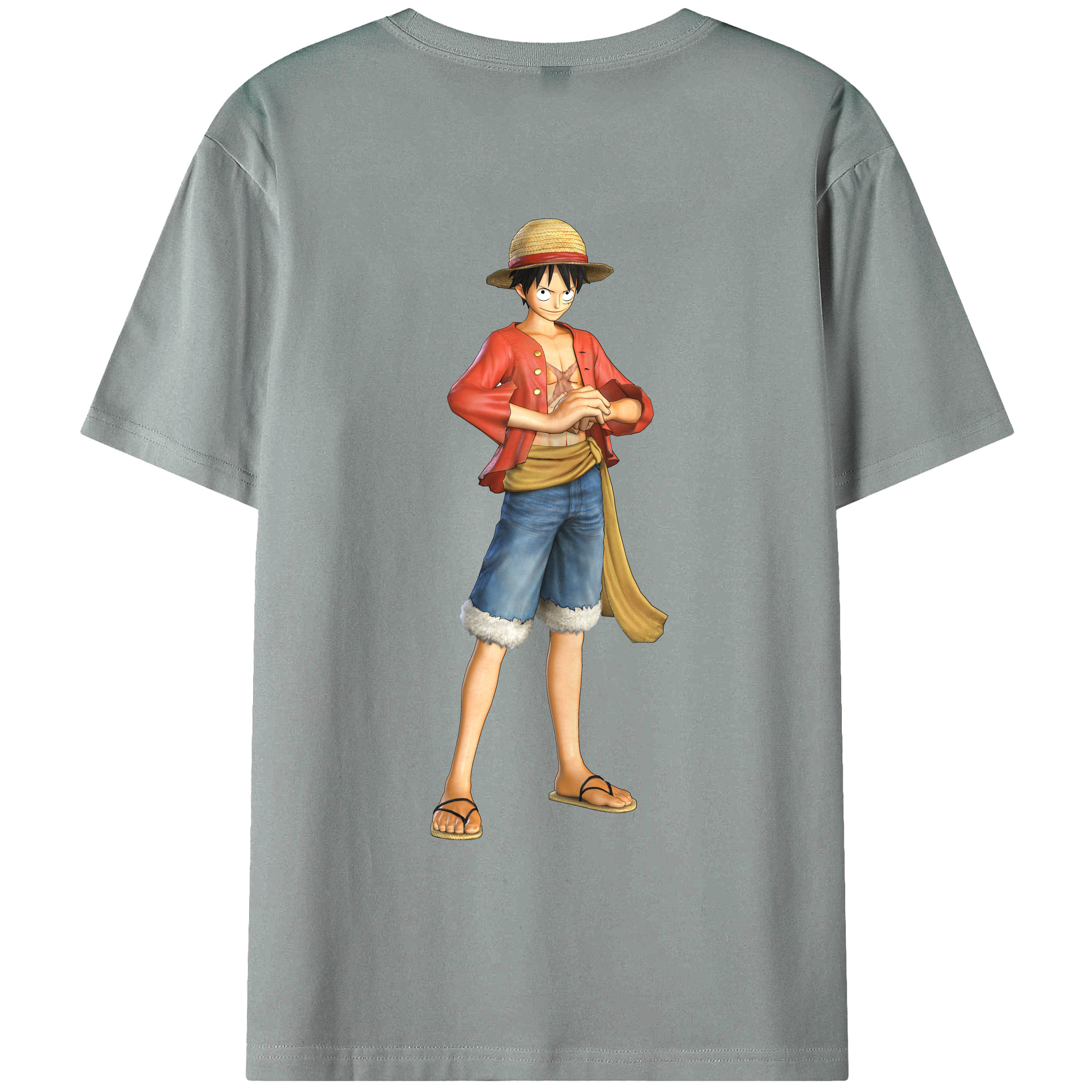 ワンピース モンキー・D・ルフィ ONE PIECE Monkey D. Luffy 綿100％ メンズ半袖Tシャツ（バックプリント） 通気性